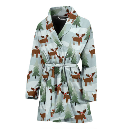 Moose Print Design LKS402 Women Bathrobe