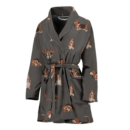 Basset Hound Pattern Print Design 03 Women Bathrobe