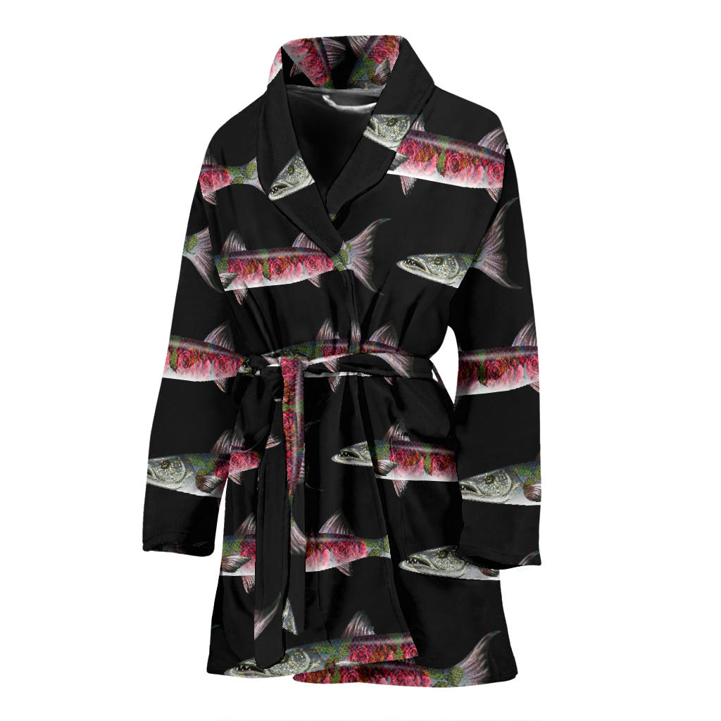 Barracuda Pattern Print Design 02 Women Bathrobe