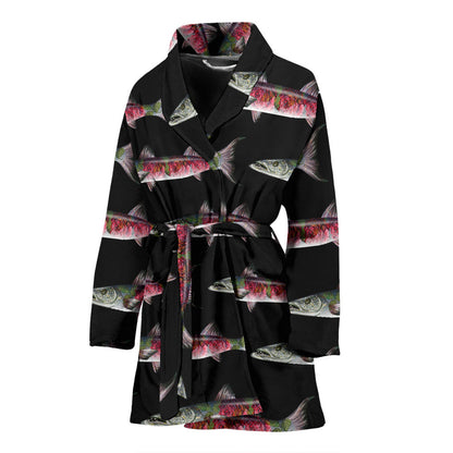 Barracuda Pattern Print Design 02 Women Bathrobe
