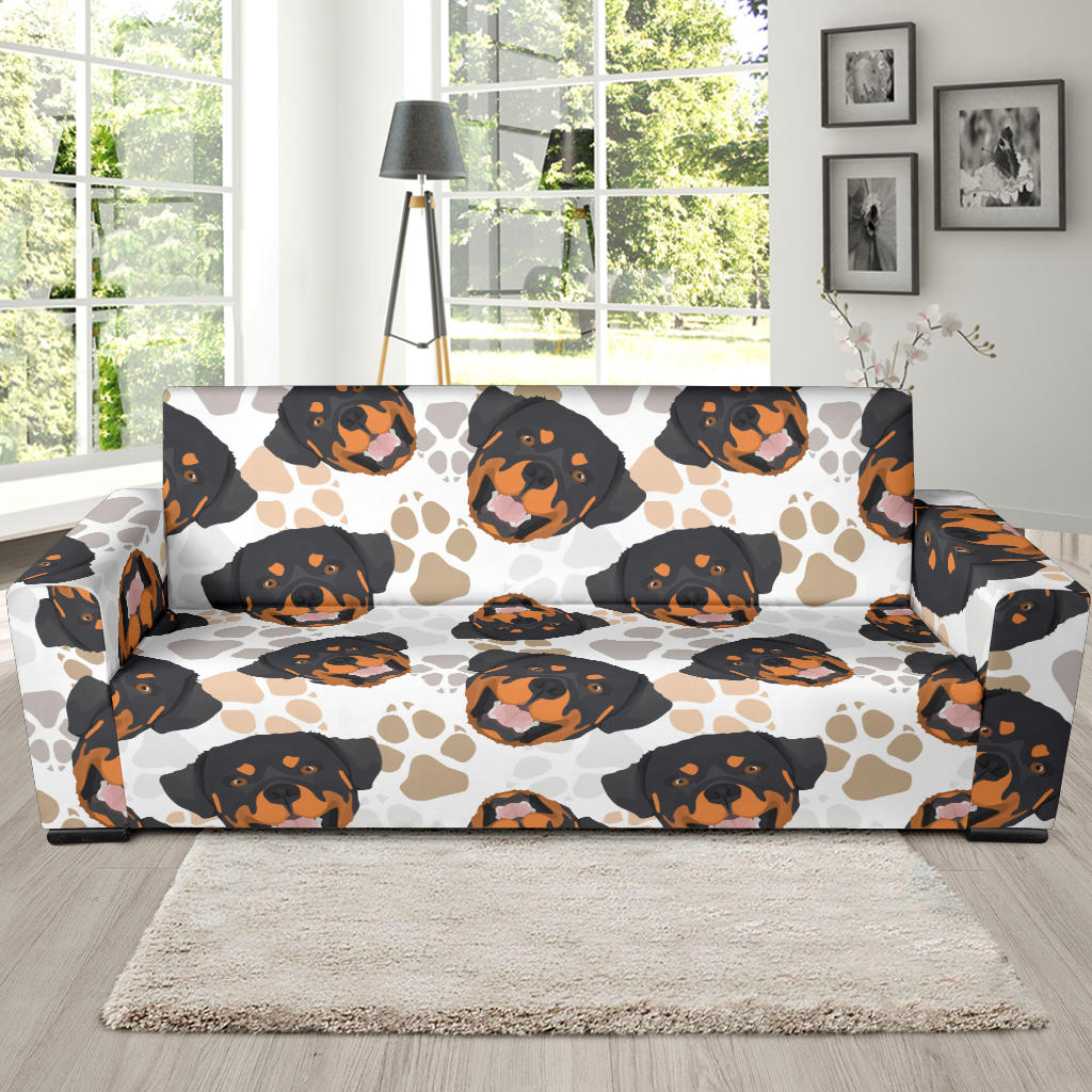 Rottweiler Pattern Print Design A03 Sofa Slipcover