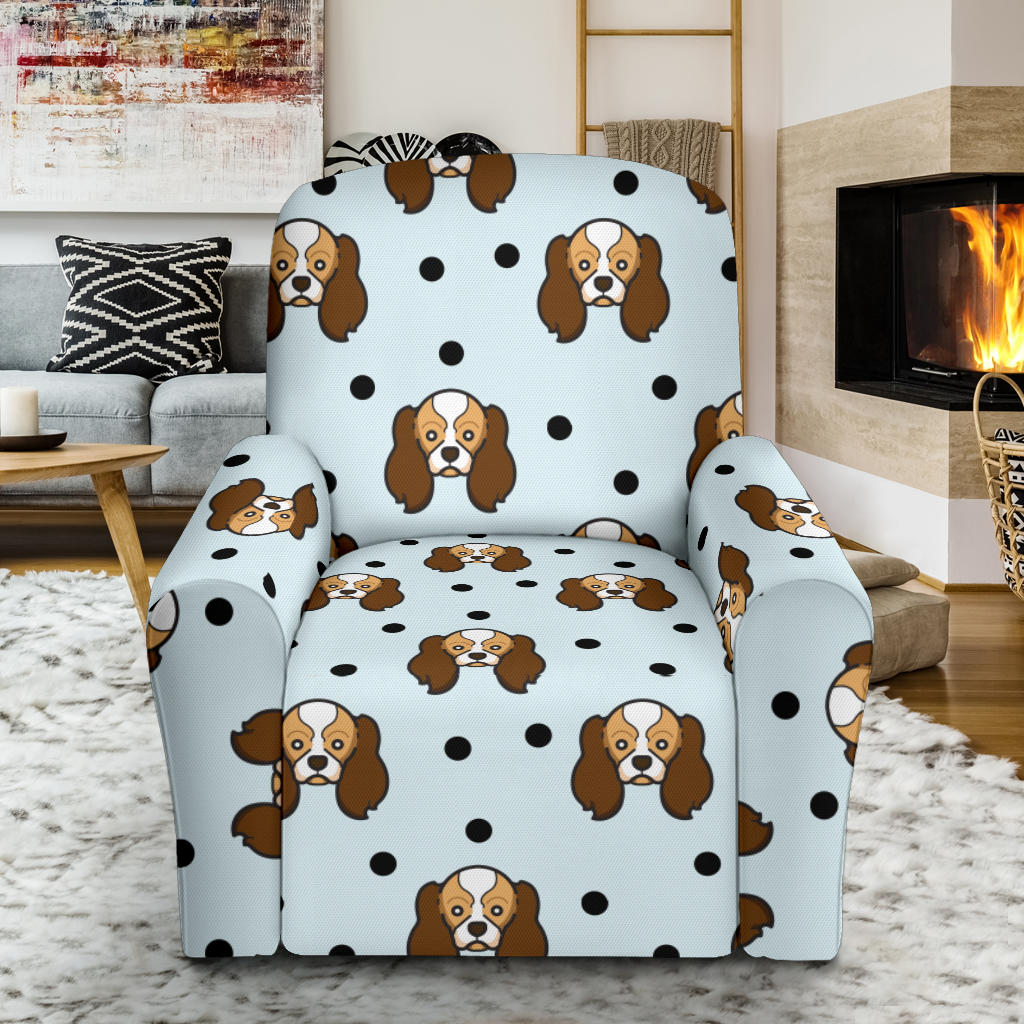 Cavalier King Charles Spaniels Pattern Print Design 02 Recliner Slipcover with Pocket