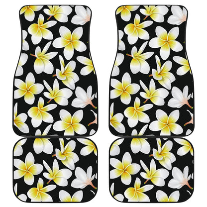 Yellow Plumeria Hawaiian Flowers Car Floor Mats Front Back