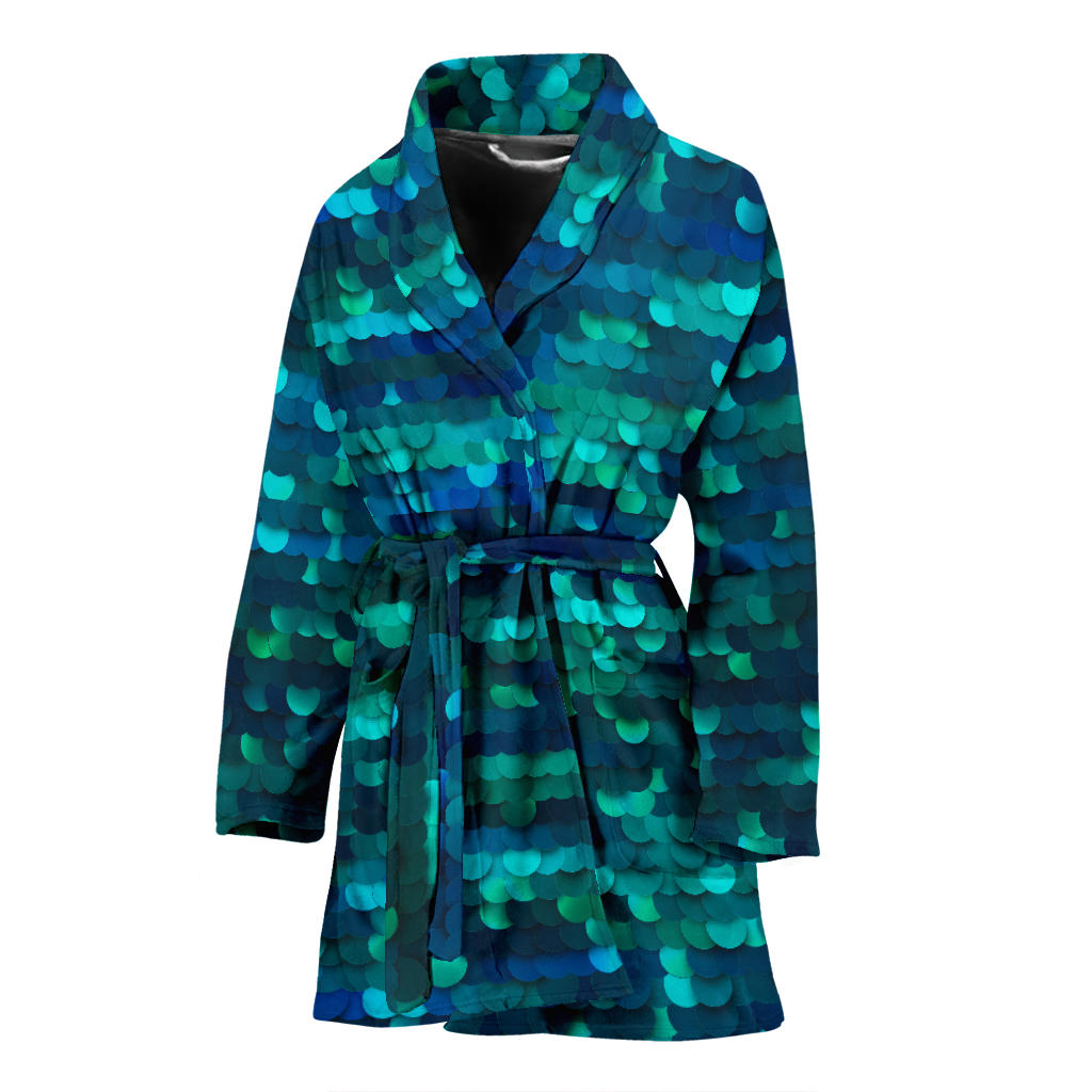 Mermaid Scales Pattern Print Design 06 Women Bathrobe