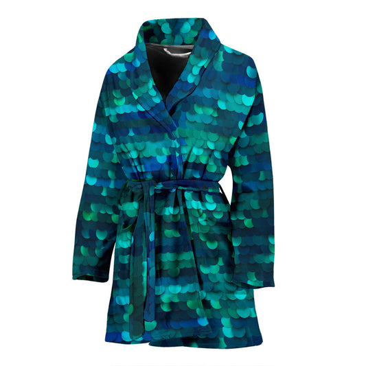 Mermaid Scales Pattern Print Design 06 Women Bathrobe