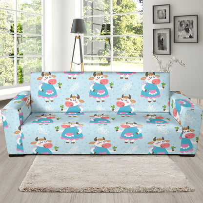 Cattle Happy Pattern Print Design 03 Sofa Slipcover