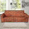 Brick Brown Pattern Print Design 02 Sofa Slipcover