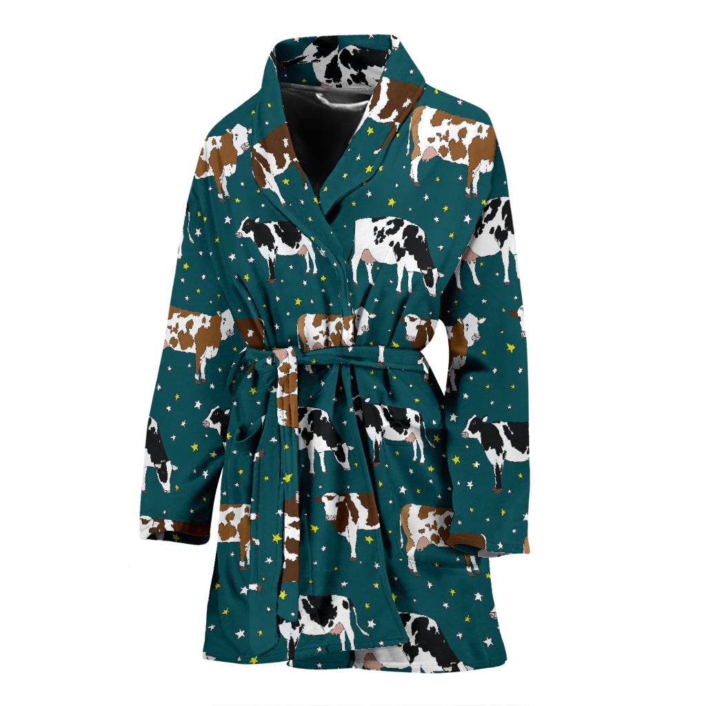 Cattle Print Design LKS404 Women Bathrobe