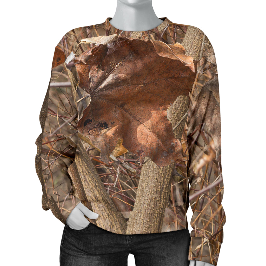 Camo Realistic Tree Forest Autumn Print Women Long Sleeve Sweatshirt