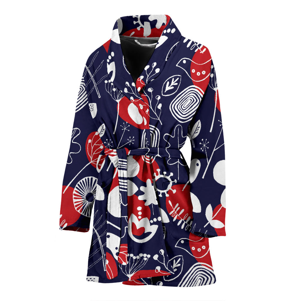 Nordic Pattern Print Design A02 Women Bathrobe
