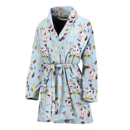 Cow Happy Pattern Print Design 05 Women Bathrobe