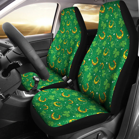Shamrock With Horse Shoes Print Design LKS305 Car Seat Covers