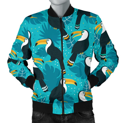 Toucan Parrot Pattern Print Men Bomber Jacket