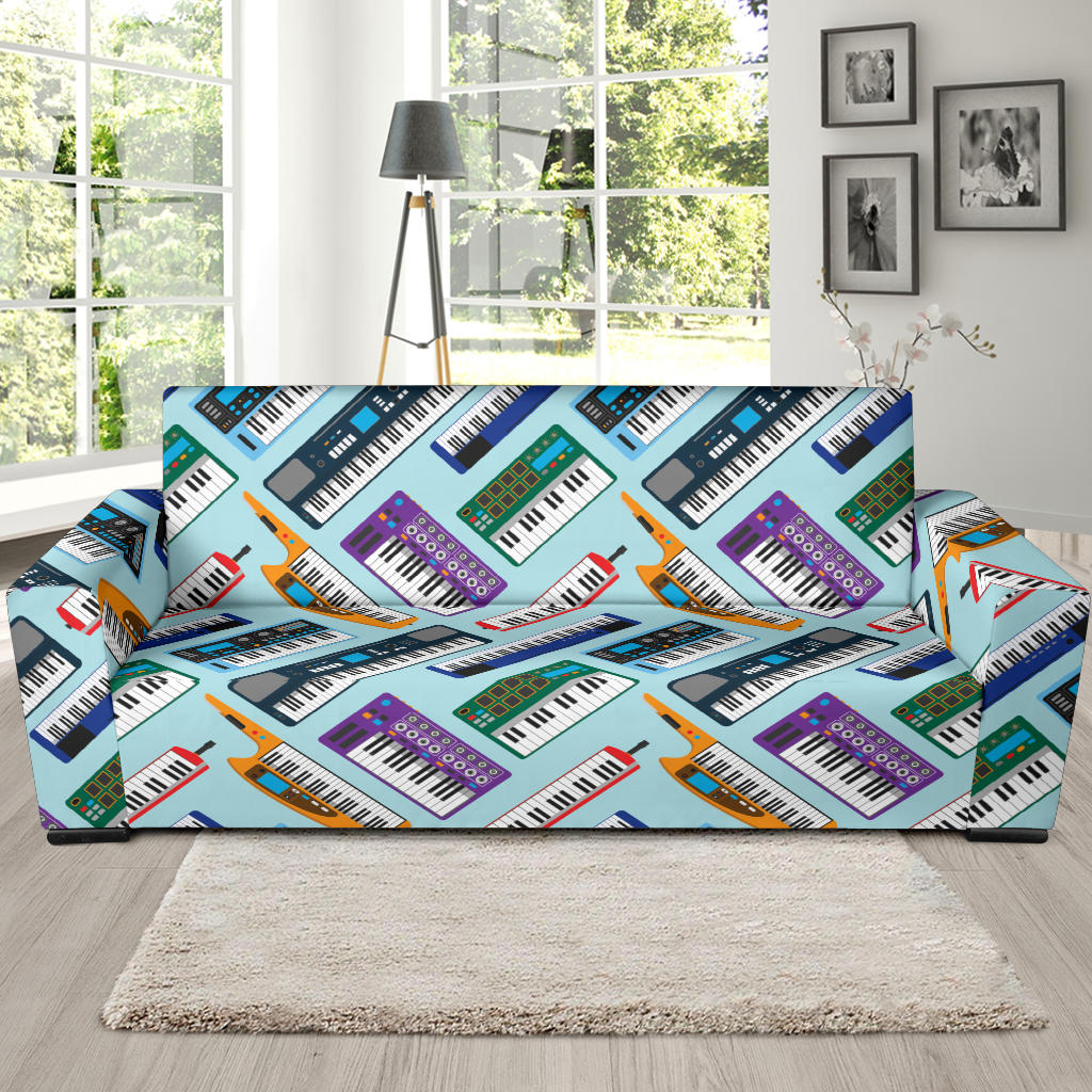 Synthesizer Pattern Print Design 02 Sofa Slipcover