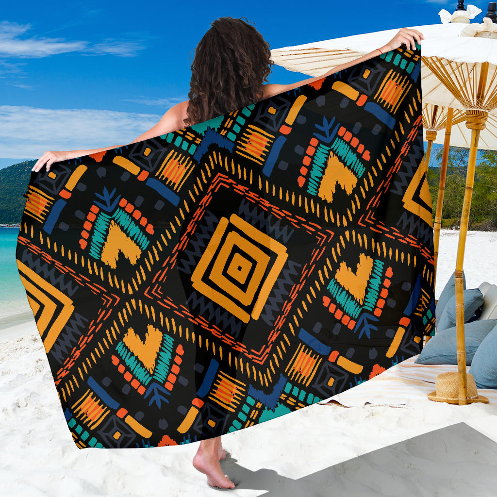 Kente Pattern Print Design 05 Sarong Pareo Wrap