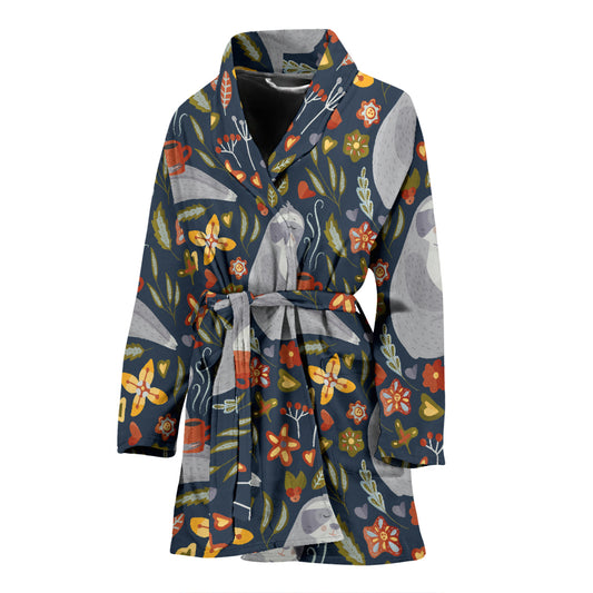 Sloth Print Design LKS303 Women Bathrobe