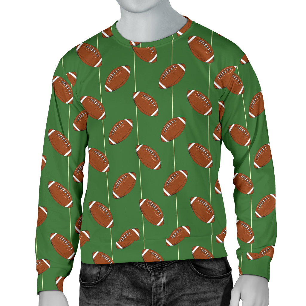 American Football on Field Themed Men Long Sleeve Sweatshirt