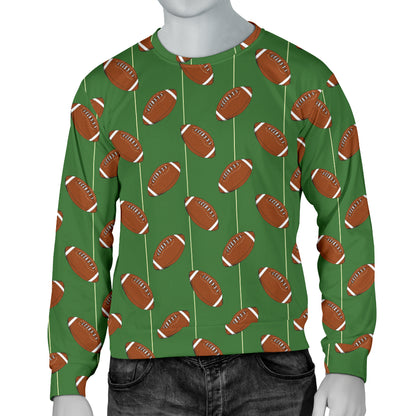 American Football on Field Themed Men Long Sleeve Sweatshirt