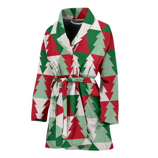Christmas Tree Pattern Print Design 01 Women Bathrobe