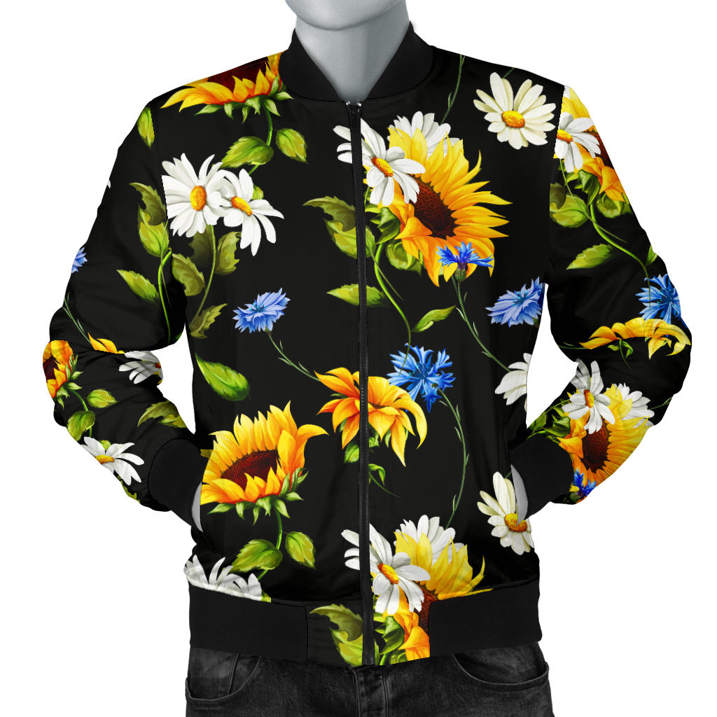 Sunflower Chamomile Bright Color Print  Men Bomber Jacket