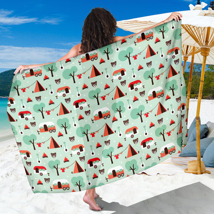 Camper Tent Pattern Print Design 01 Sarong Pareo Wrap