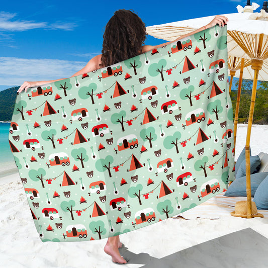 Camper Tent Pattern Print Design 01 Sarong Pareo Wrap