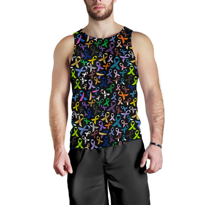 Breast Cancer Awareness Colorful Print Men Tank Top