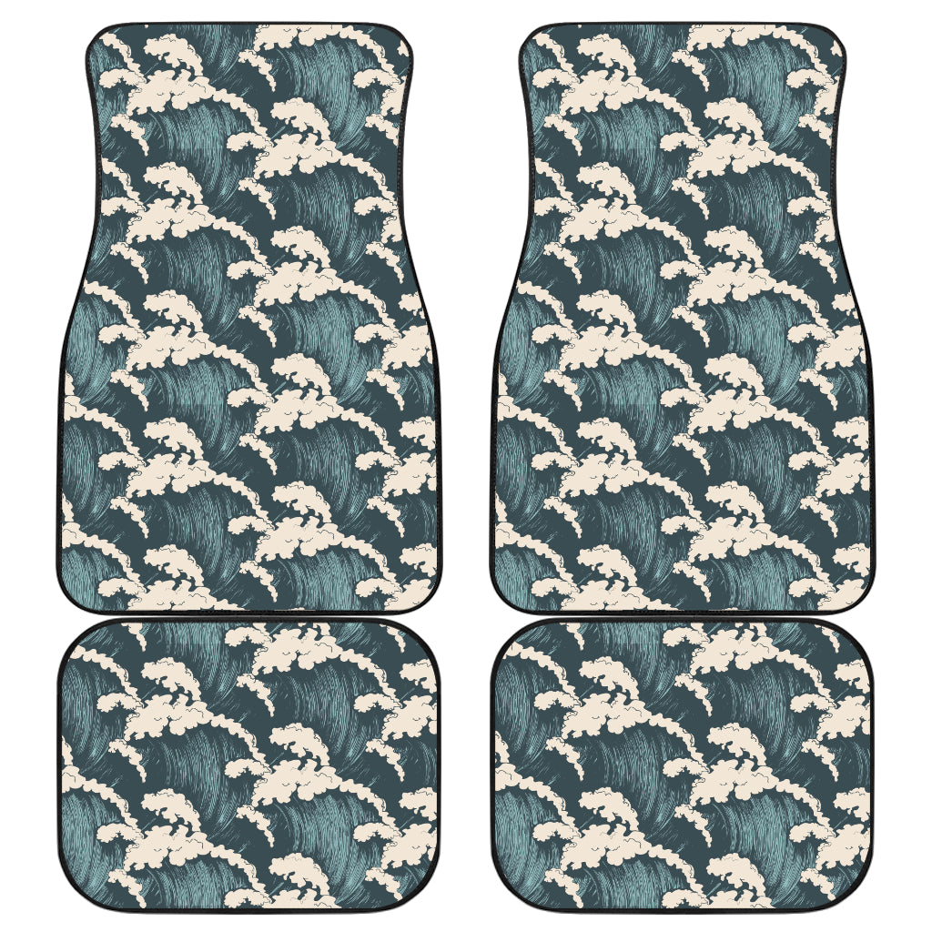 Wave Art Print Car Floor Mats Front Back