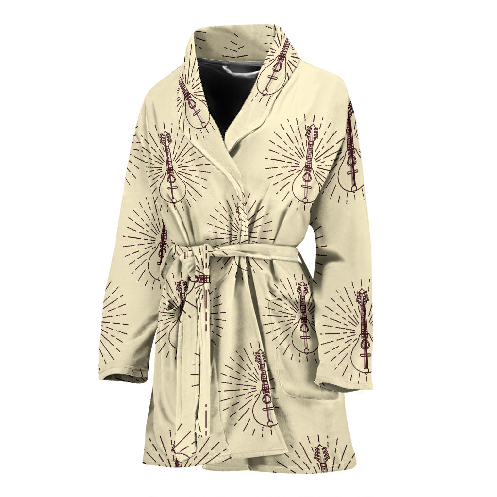 Mandolin Pattern Print Design 02 Women Bathrobe