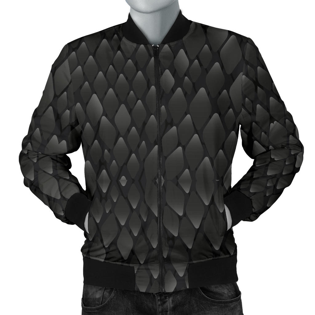 Snake Skin Black Print Men Bomber Jacket