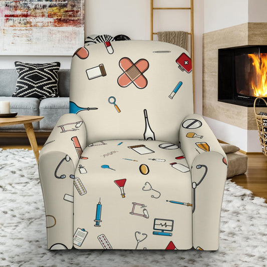 Nurse Pattern Print Design A04 Recliner Slipcover with Pocket