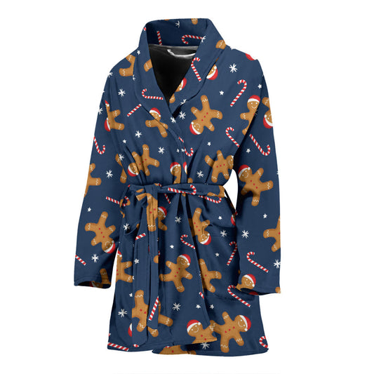 Gingerbread Pattern Print Design 01 Women Bathrobe