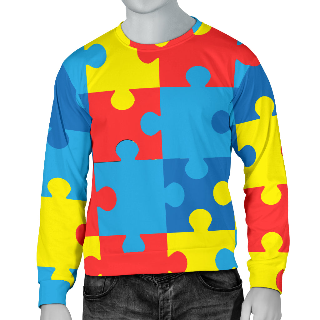 Autism Awareness Puzzles Design Print Men Long Sleeve Sweatshirt
