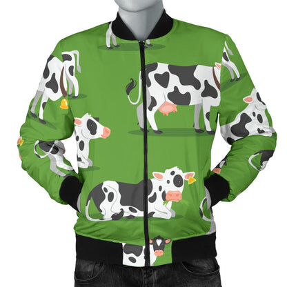 Cow Happy Print Pattern Men Bomber Jacket