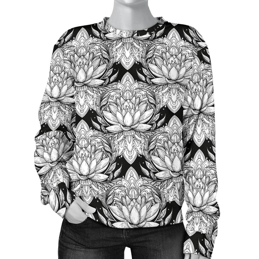Lotus Mandala Print Pattern Women Long Sleeve Sweatshirt