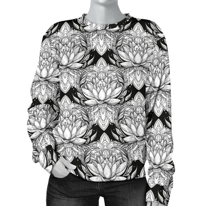 Lotus Mandala Print Pattern Women Long Sleeve Sweatshirt