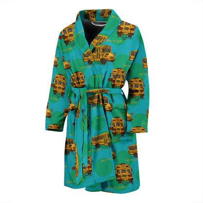 School Bus Print Design LKS308 Men Bathrobe