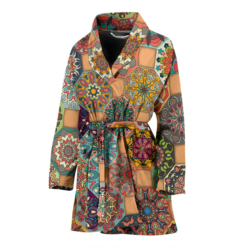 Boho Pattern Print Design 07 Women Bathrobe