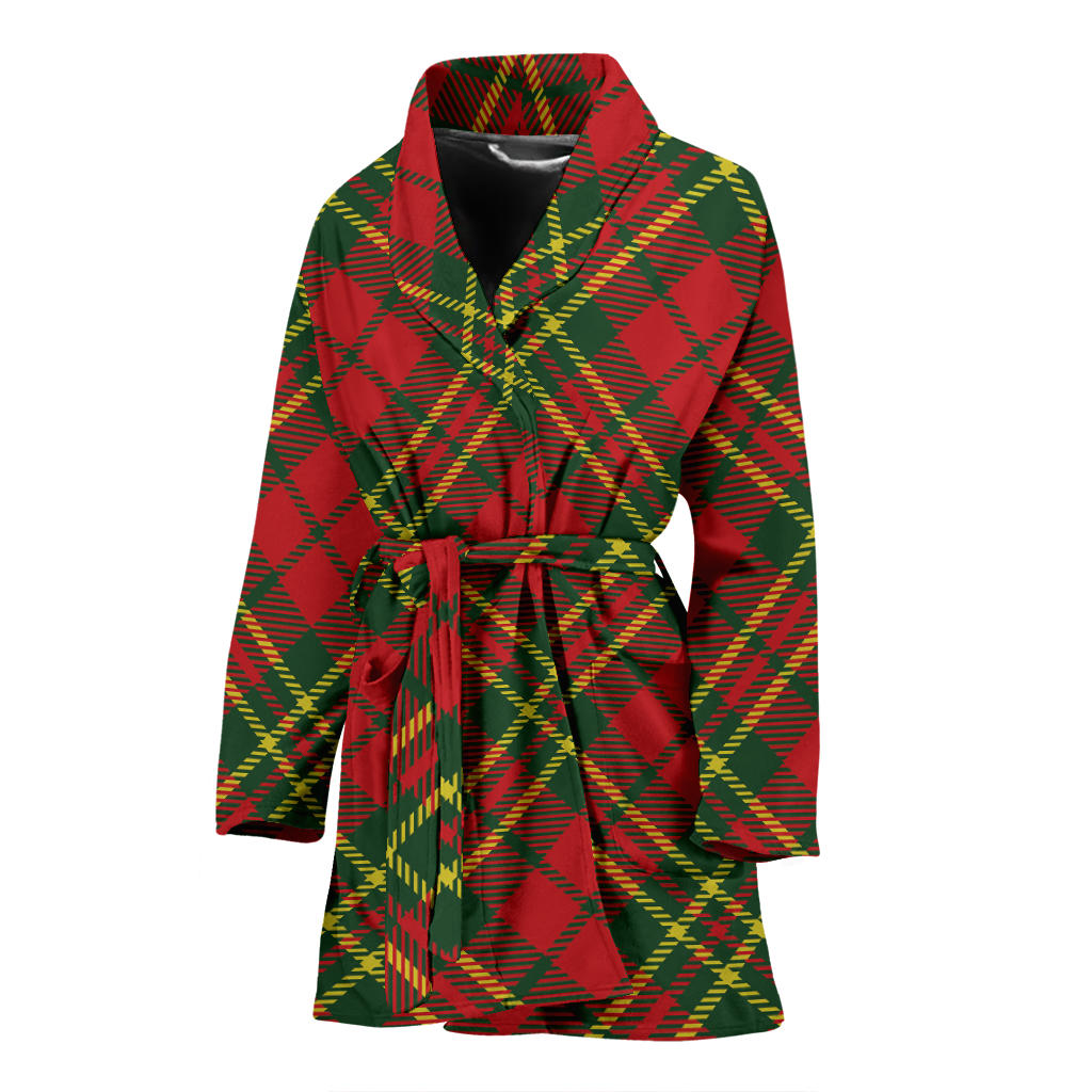Plaid Holiday Pattern Print Design A01 Women Bathrobe