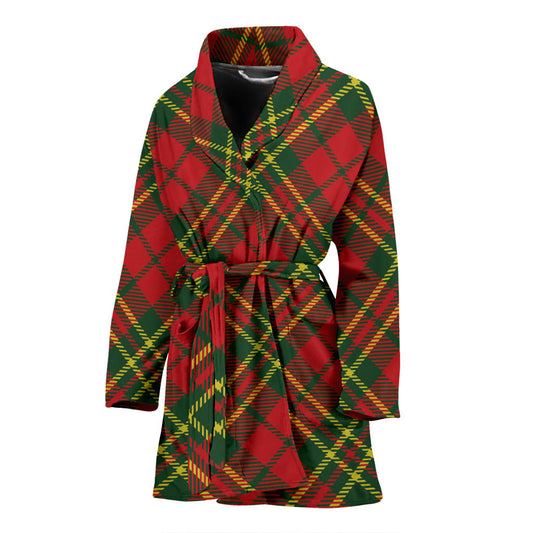 Plaid Holiday Pattern Print Design A01 Women Bathrobe