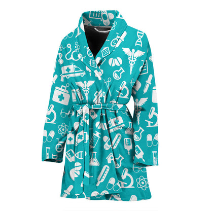 Medical Pattern Print Design 04 Women Bathrobe