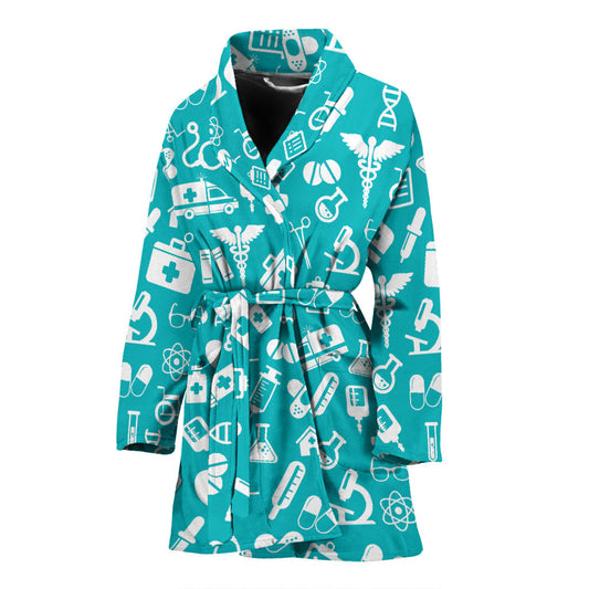 Medical Pattern Print Design 04 Women Bathrobe