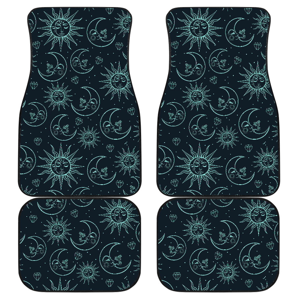 Sun Moon Magic Design Themed Print Car Floor Mats Front Back