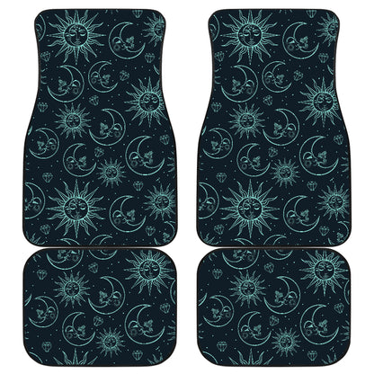 Sun Moon Magic Design Themed Print Car Floor Mats Front Back