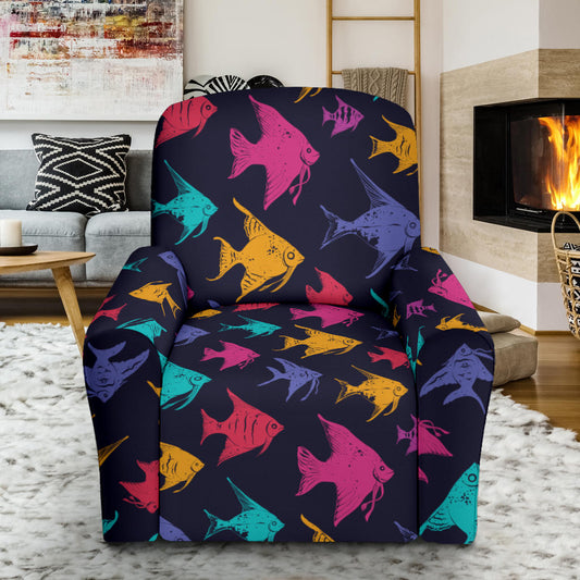 Angelfish Colorful Pattern Print Design 03 Recliner Slipcover with Pocket