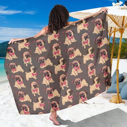 Pug Pattern Print Design A05 Sarong Pareo Wrap