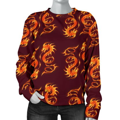 Dragons Fire Design Women Long Sleeve Sweatshirt