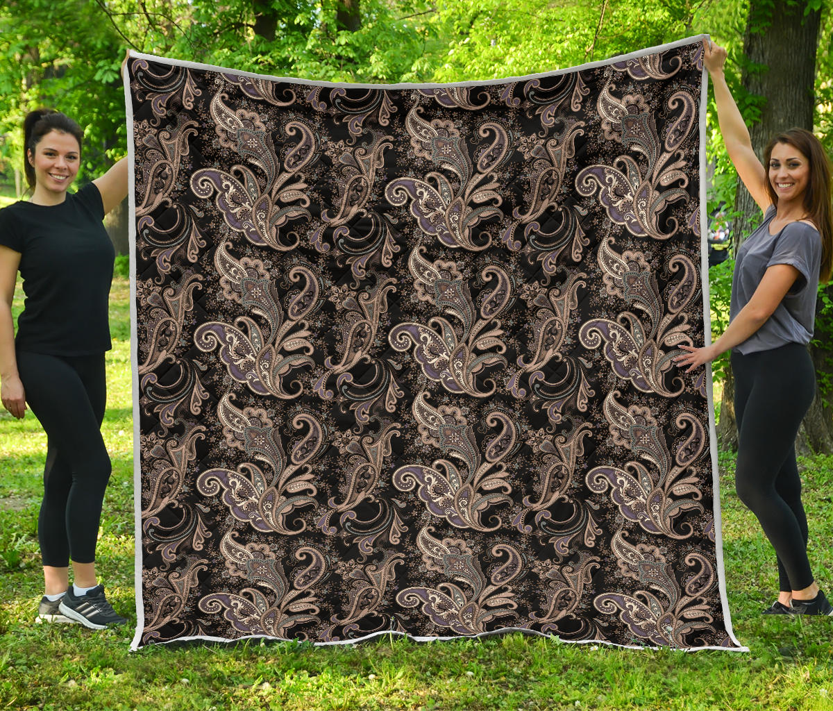 Paisley Mandala Design Print Quilt Bedspread