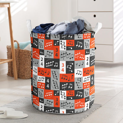Music Note Design Themed Print Laundry Basket