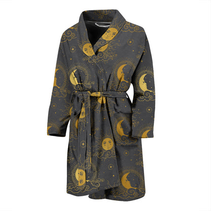 Sun Moon Print Design LKS305 Men Bathrobe